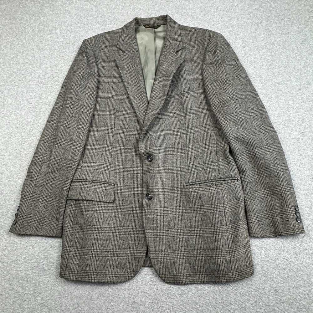 VTG Oscar de la Renta Glen Plaid Blazer 40R Sport Coat Union Made In USA Wool